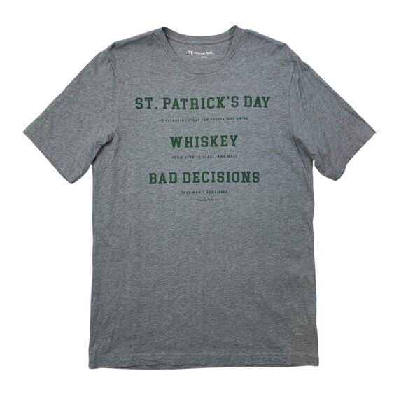 Travis Mathew T Shirt Mens L Grey Pima Cotton St Patrick's Day Shot Of Whiskey - Picture 1 of 10